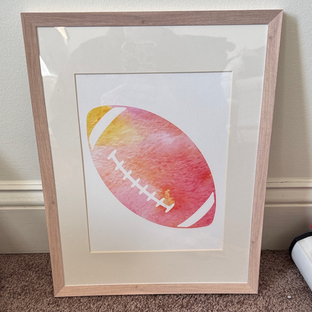Framed Watercolor Football Art Print